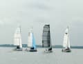 The test boats in a light breeze in the Wohlenberger Wiek