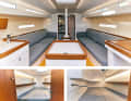 First 36 Few interior fittings, hardly any storage space, sparse use of wood. The spatial impression of the French woman is enormous, but also very sober. Cosiness and living comfort are clearly not her top priorities. The three cabins are dominated by bare functionality