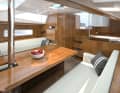 Cosy interior. Animation from front to rear with the galley installed far aft on the port side