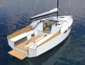 Typical backdecker. The cabin superstructure extends all the way to the outside of the hull. There is no running deck on the side