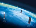 Graphique des satellites Starlink, ils tournent autour de la Terre comme un réseau dense
