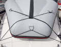 The dinghy can also be transported on board in a horizontal position and lashed down tightly
