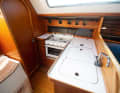 Proven L: The X also has its galley on the port side at the companionway. It offers plenty of storage space