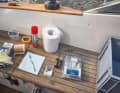 Preparation: Brake cleaner or diesel dissolves grease and dirt. Cloth, gloves, masking tape for the surrounding area and a large container