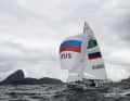 A Russian 470 team at the 2016 Olympics in Rio