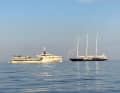 Jeff Bezos' sailing yacht and support boat