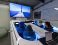 Pünktlich abheben: das deutsche Team beim Training am Simulator, hier in der Startvorbereitung