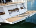 Large bathing platform: The stern remains closed even when the sea terrace is lowered. There are extendable davits for dinghy transport
