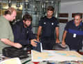Giovanni Soldini (al centro a sinistra) e Boris Herrmann (al centro, a destra) alla Cape2Rio Race 2014