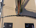 The self-tacking rail for the jib or staysail is standard equipment