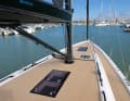 Sheer and tidy. As many lines as possible are routed through the deck. Flexiteek is optional