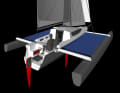 The rudder blade can also be attached to the stern