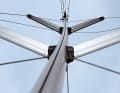 A rig with an obvious need for trimming, as the bearing over the mast groove shows