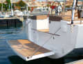 The bathing platform is not pre-balanced, so getting on and off requires strength. The tailgate is only available for an extra charge