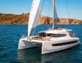 Bali 4.2: das neue Einsteigermodell von Bali Catamarans aus Frankreich. Die Segeltragezahl ist mit Selbstwendefock relativ klein