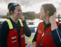 Sanni Beucke and Sasha Lanièce after their arrival in La Curuña.
