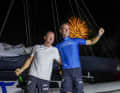 Here Armel Le Cléac'h clenches his fist with joy