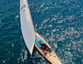 Typical for a skerry cruiser are the long and narrow shape and a high towering rig