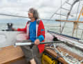 Test run in Holland: Michael Matzerath steers his self-built "Malu" with the emergency tiller