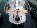 There is theoretically room for two anchors under the wide bow fitting, with the genoa furling system on top