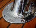 Witness to the times: the shipyard and year are engraved on the rudder head. The Swiss have had the fittings re-chromed