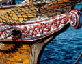The Krullgalion under the jib boom was artistically designed