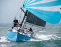 The Contessa shows her strength under spinnaker, even if she is a classic displacer