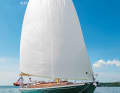 The boat was made from five layers of cold-moulded mahogany and cedar and finished with a GRP coating
