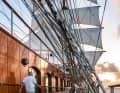 Movement under sail: a guest taking a walk on the Lido deck