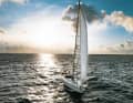 The "Arrya" is a Gilles Vaton design, over 17 metres long, almost five metres wide and made of aluminium