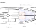 Two people can sleep comfortably inside. This is rather unusual for a boat only six metres long