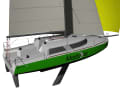 The cabin superstructure is quite high and bulky. This creates space below deck for living