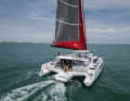 The helmstand is raised to the side. From there you can also access the upper deck to the flybridge lounge
