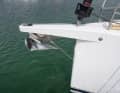 Fixed instead of extendable. The bowsprit for gennakers or Code Zero is around 60 centimetres long and also serves as a bracket for the anchor