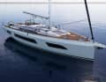 The angular hull structures conceal the enormous volume. The wide waterline aft is also striking