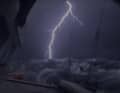 The scene in the stormy rain and thunderstorms was spooky for Boris Herrmann on the night of 6 to 7 January, when lightning struck near the "Malizia - Seaexplorer".