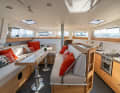 The deck saloon concept for the interior fittings provides for a raised seating area. The all-round window strip allows a panoramic view even when seated.
