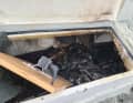 Apparently the battery here was being charged in the back box when it ignited