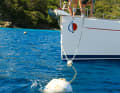 Anchor only on sand or at the buoy. Pay attention to the bottom weight there!