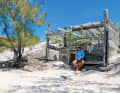 La cabane en planches de Staniel Cay a été construite par le dessinateur des bandes dessinées "Werner", Rötger Feldmann, lorsqu'il cherchait il y a des années un lieu de retraite isolé pour écrire un nouveau livre.