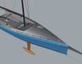 Typical sports boat. Open cockpit with high floor, simple layout, tiller steering.