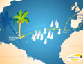 The two courses for soloists and double-handed crews: either from Marseille (4 July) or La Turballe (7 July) via Madeira to Martinique