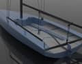 The gennaker is set from a "launcher" in the foredeck. The hole in the deck is not yet shown in the illustration