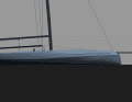 L'albero è posizionato molto indietro, circa al centro della lunghezza della nave. Ciò significa che la vela di prua rimane molto efficace nonostante la breve sovrapposizione.