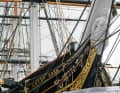 The figurehead depicts a witch from a poem holding a horse's tail