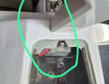 The two bolts marked in green are broken. They fix the uppermost part of the keel fin in a shaft made of solid laminate. The upper part of the bolts could be unscrewed from the thread.