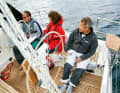 Delphia 34: The steering column is installed far forward, giving the helmsman room to work. However, there is less space for the crew. You can also lie back and relax on the 2.25 metre long thwarts