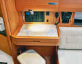 Delphia 34: The navigation system is mounted on the side of the boat from Poland. However, the swivelling seat is only useful in a calm harbour, not when the boat is underway in rough seas