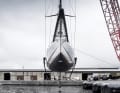 Shortly before immersion, the luxury trailer has a draught of 4.80 metres