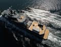 The supply vessel, the "Pink Shadow", is significantly longer at 56 metres